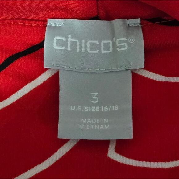 Chico's Red and White Leaf Print Pleated Maxi Dress‎ Size 3 XL - Picture 6 of 7